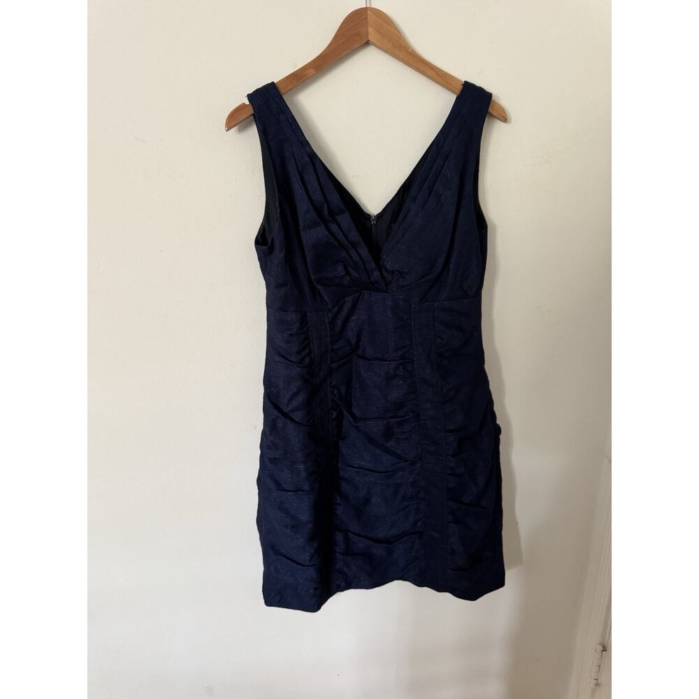 Nanette Lepore Dress 12‎ Dark Blue Navy Sheath Cocktail Evening Ruched Evening
